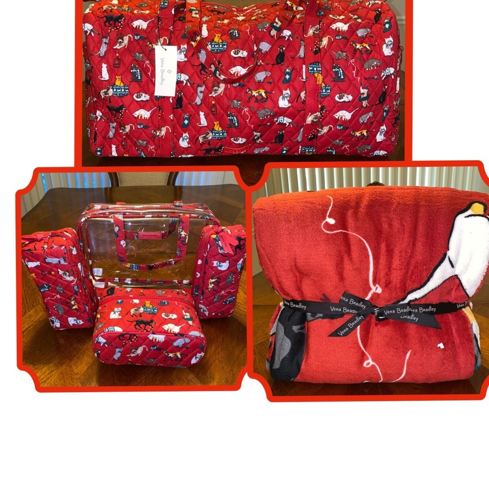 NWT 3 pcs Vera Bradley Bundle Holiday Cats